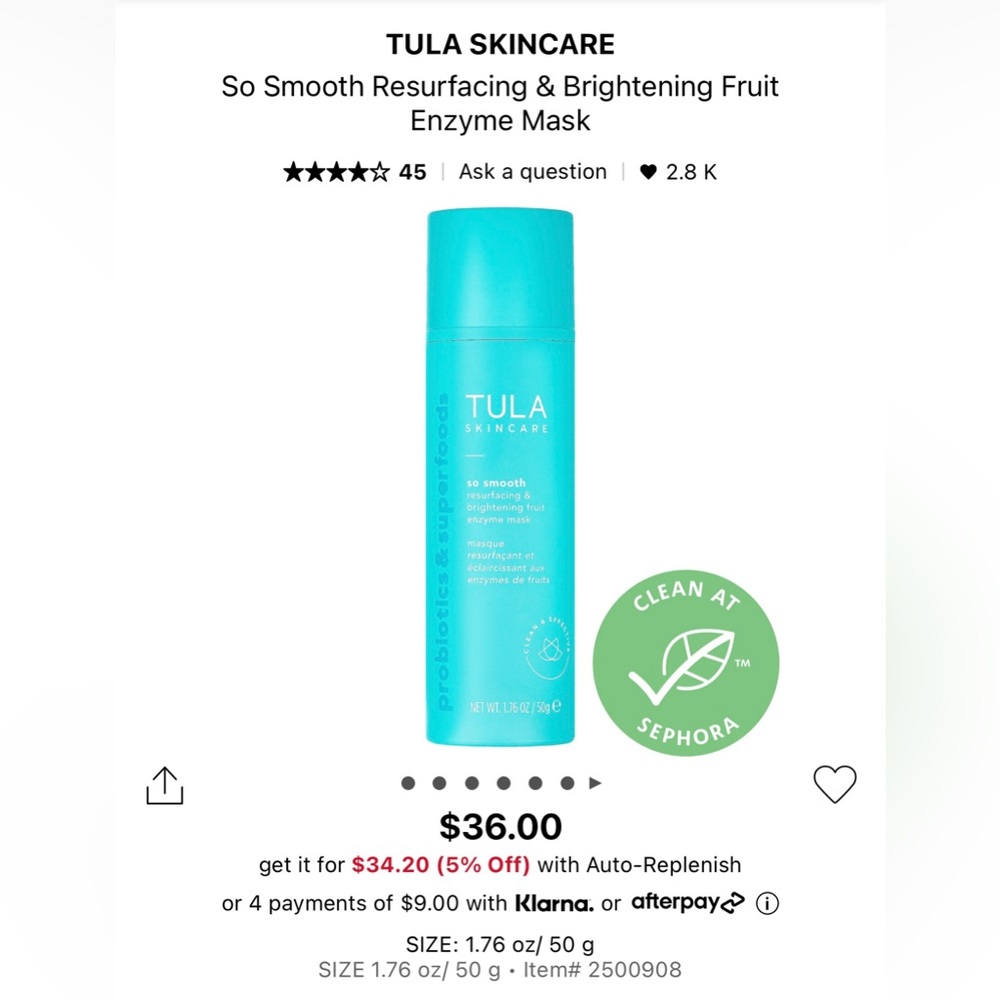 Tula So Smooth Resurfacing & Brightening Fruit Enzyme Mask